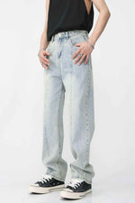 Men's Washed Splicing Straight Leg Jeans Light for a perfect OOTD – dress to impress outfits from Amexza