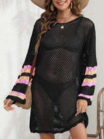 Openwork Contrast Long Sleeve Cover-Up for a perfect OOTD – dress to impress outfits from Amexza