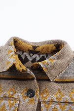 Pocketed Geometric Collared Neck Jacket - Amexza