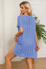 Openwork Side Slit Knit Dress for a perfect OOTD – dress to impress outfits from Amexza