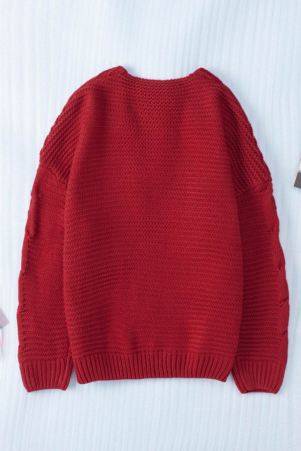 Cable-Knit Open Front Cardigan - Amexza