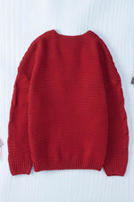 Cable-Knit Open Front Cardigan - Amexza