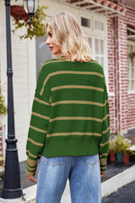 Striped Johnny Collar Sweater for a perfect OOTD – dress to impress outfits from Amexza