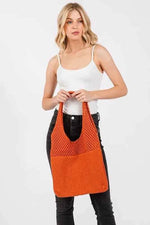 Fame Half Pointelle Knit Tote Bag Ru one size for a perfect OOTD – dress to impress outfits from Amexza