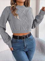 Cable-Knit Round Neck Cropped Sweater for a perfect OOTD – dress to impress outfits from Amexza