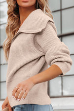 Zip Up Long Sleeve Cardigan - Amexza