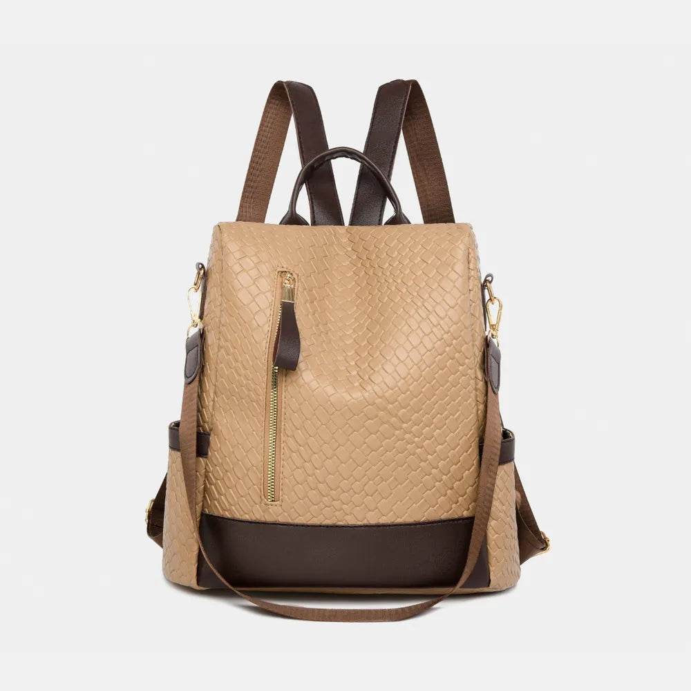 PU Leather Backpack Bag Tan One Size for a perfect OOTD – dress to impress outfits from Amexza