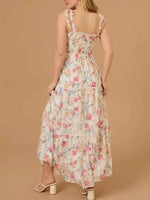 Floral Smocked Tiered Maxi Dress with Tie Straps