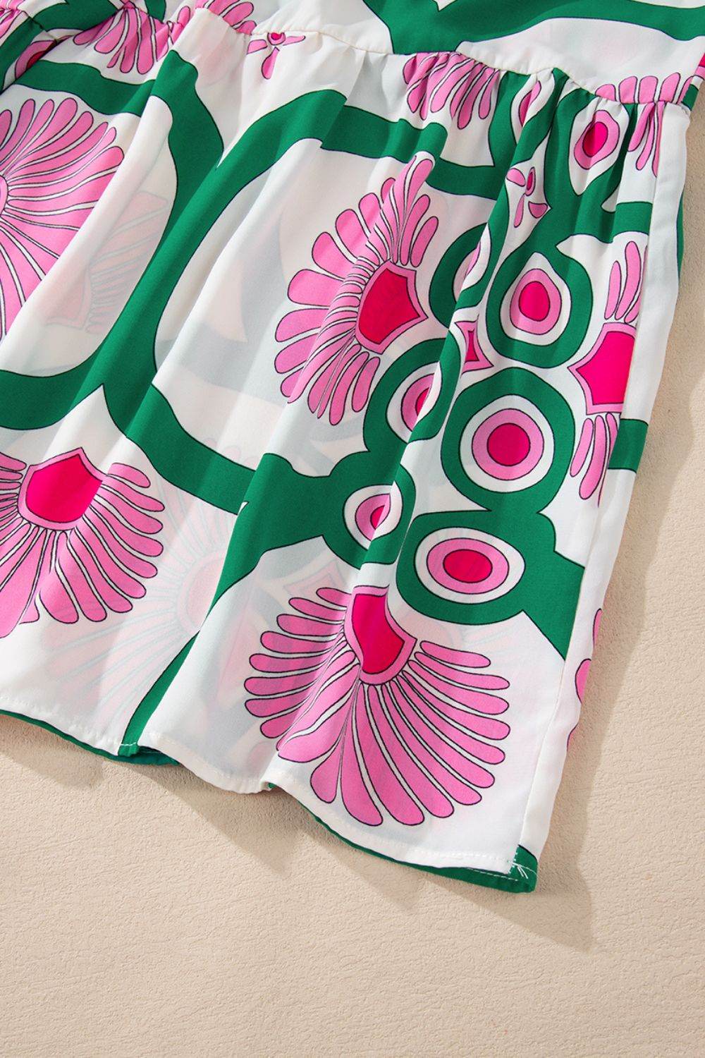 Printed Notched Long Sleeve Maxi Dress - Amexza