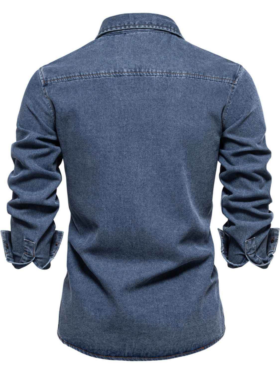 Men's Snap Down Long Sleeve Denim Shirt for a perfect OOTD – dress to impress outfits from Amexza