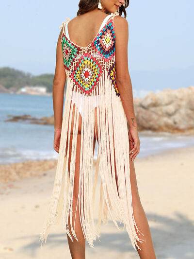 Fringe Spaghetti Strap Cover-Up for a perfect OOTD – dress to impress outfits from Amexza