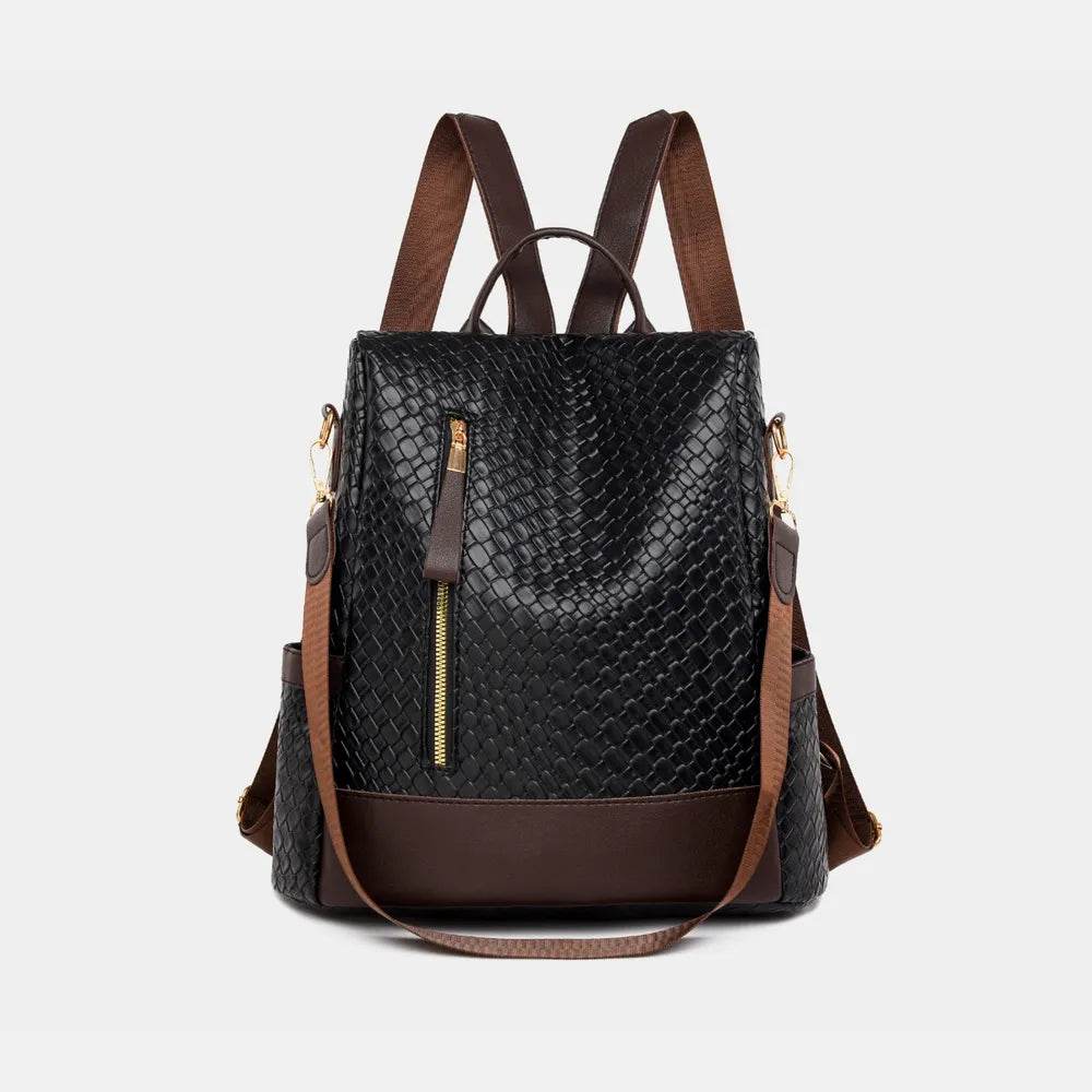 PU Leather Backpack Bag Black One Size for a perfect OOTD – dress to impress outfits from Amexza