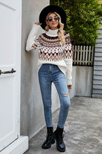 Turtleneck Ribbed Trim Sweater for a perfect OOTD – dress to impress outfits from Amexza