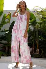 Shiny Tie-Dye Spaghetti Strap Jumpsuit with Pockets Pink for a perfect OOTD – dress to impress outfits from Amexza