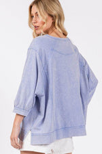 SAGE + FIG Mineral Washed Side Slit Round Neck Sweatshirt for a perfect OOTD – dress to impress outfits from Amexza