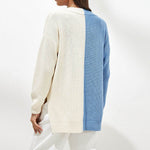 Contrast V-Neck Drop Shoulder Slit Sweater for a perfect OOTD – dress to impress outfits from Amexza