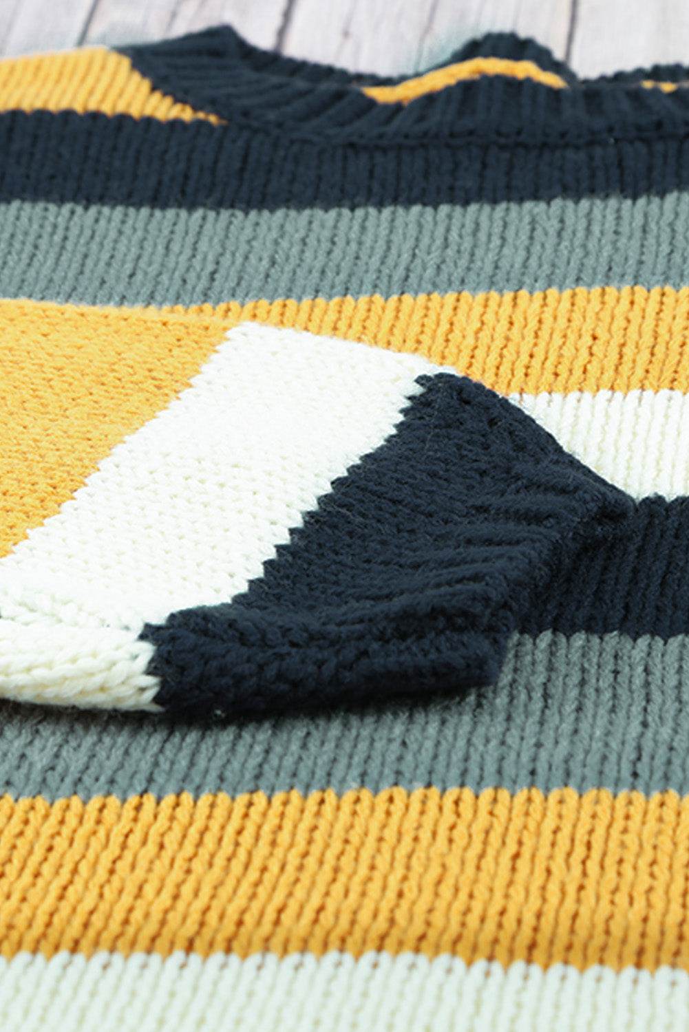 Color Block Round Neck Dropped Shoulder Sweater for a perfect OOTD – dress to impress outfits from Amexza