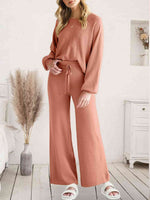 Long Sleeve Lounge Top and Drawstring Pants Set Dusty Pink for a perfect OOTD – dress to impress outfits from Amexza