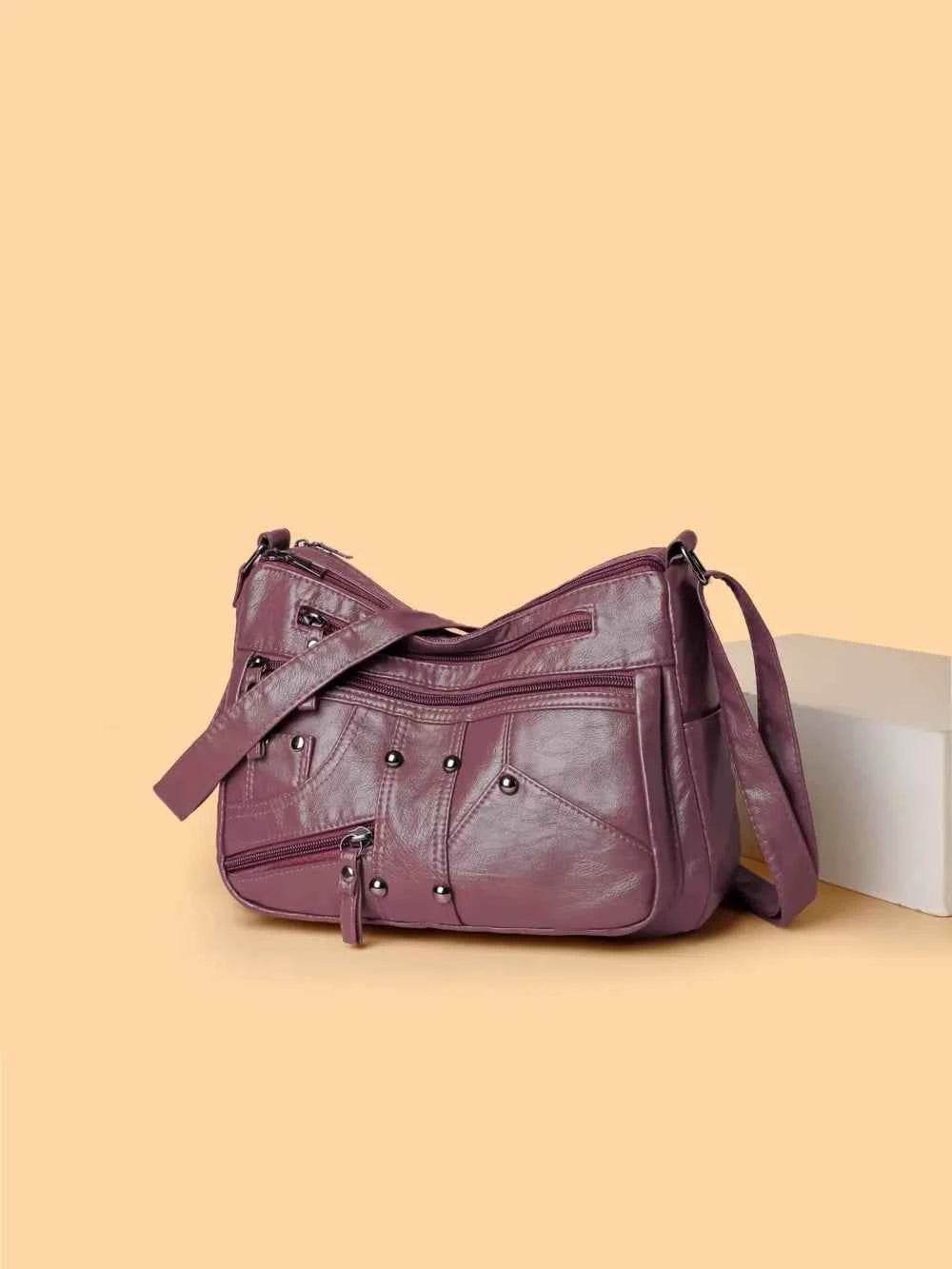 PU Leather Adjustable Strap Shoulder Bag Moonlit Mauve One Size for a perfect OOTD – dress to impress outfits from Amexza