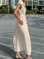 Tie Waist Cap Sleeve Maxi Dress