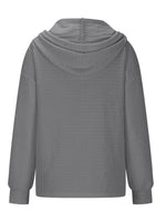 Drawstring Quarter Button Long Sleeve Hoodie for a perfect OOTD – dress to impress outfits from Amexza