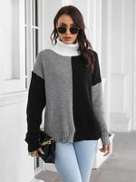 Contrast Turtleneck Long Sleeve Sweater for a perfect OOTD – dress to impress outfits from Amexza