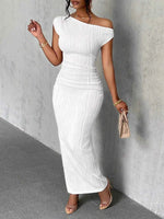 Asymmetrical One Shoulder Bodycon Maxi Dress