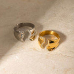 Stainless Steel Inlaid Rhinestone Bypass Ring for a perfect OOTD – dress to impress outfits from Amexza