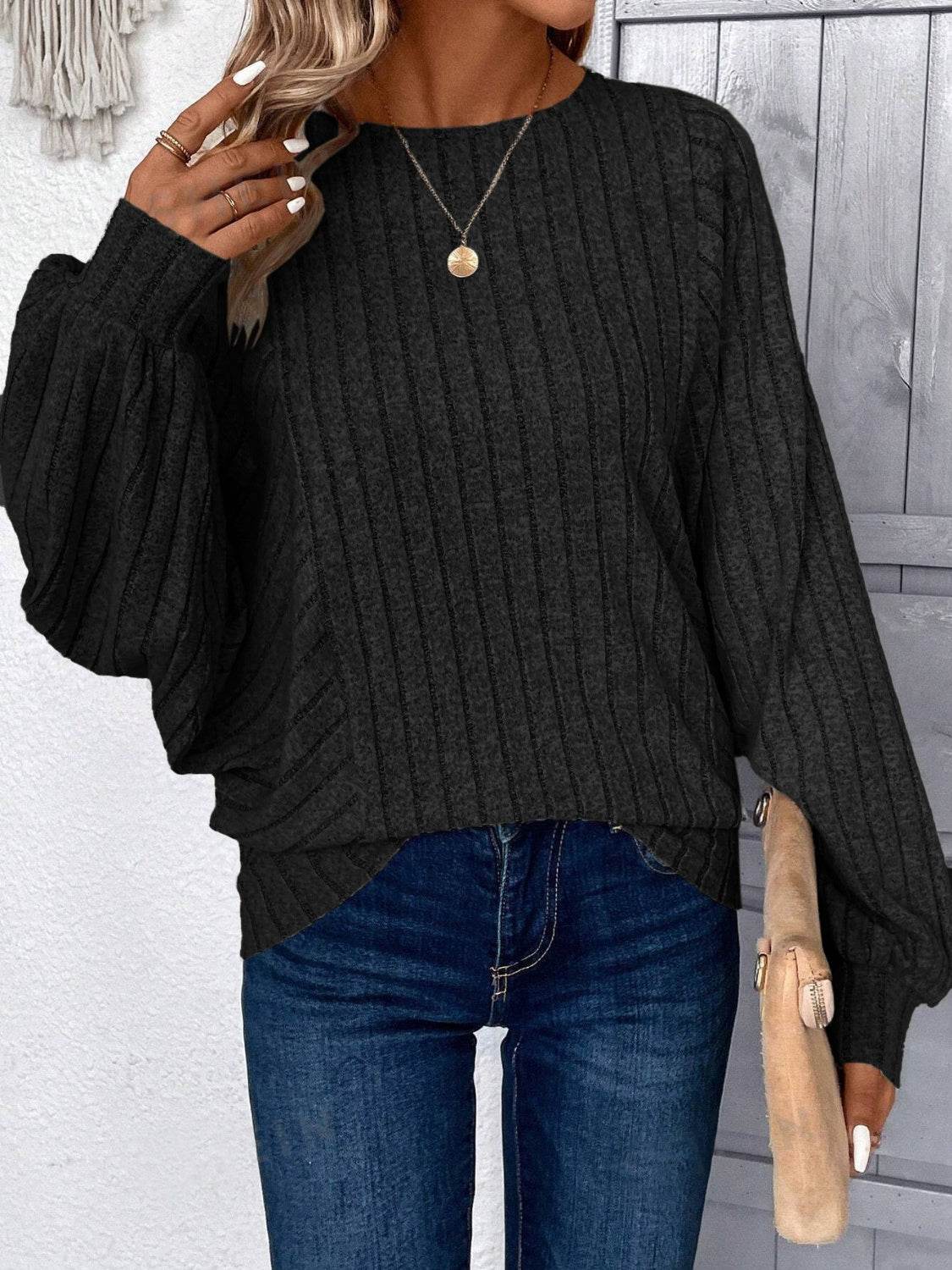 Plus Size Round Neck Batwing Sleeve T-Shirt - Amexza