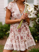 Surplice Flutter Sleeve Mini Dress