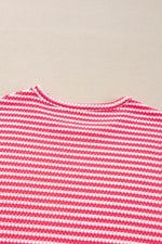 Striped Round Neck Long Sleeve Top - Amexza