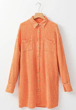 Pocketed Button Up Long Sleeve Shirt Dress for a perfect OOTD – dress to impress outfits from Amexza