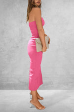 Slit Tube Midi Dress - Amexza