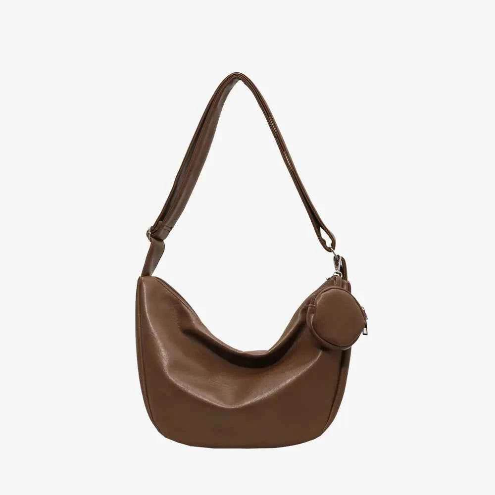 PU Leather Crossbody Bag with Small Purse Brown One Size for a perfect OOTD – dress to impress outfits from Amexza