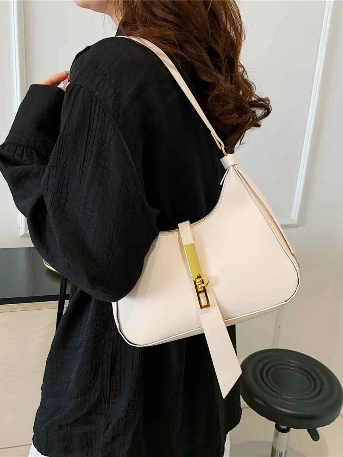 PU Leather Shoulder Bag White One Size for a perfect OOTD – dress to impress outfits from Amexza