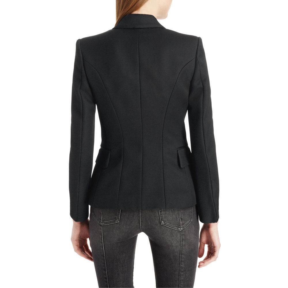 Lapel Collar Long Sleeve Blazer - Amexza