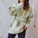 Snowflake Pattern Long Sleeve Sweater for a perfect OOTD – dress to impress outfits from Amexza