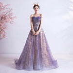 Strapless Purple Sequin Starry Dress Wedding Dress Purple for a perfect OOTD – dress to impress outfits from Amexza