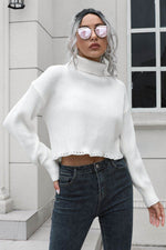 Turtleneck Dropped Shoulder Sweater White for a perfect OOTD – dress to impress outfits from Amexza