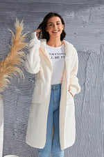 Double Take Full Size Hooded Teddy Bear Jacket with Thumbholes - Amexza