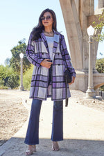 Double Take Full Size Plaid Button Up Lapel Collar Coat - Amexza