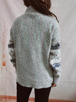 Geometric Mock Neck Dropped Shoulder Sweater for a perfect OOTD – dress to impress outfits from Amexza