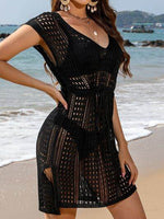 Openwork V-Neck Cap Sleeve Cover-Up for a perfect OOTD – dress to impress outfits from Amexza