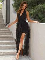 Halter Neck Irregular Mesh Dress for a perfect OOTD – dress to impress outfits from Amexza