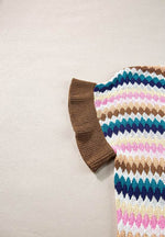 Contrast Round Neck Short Sleeve Sweater for a perfect OOTD – dress to impress outfits from Amexza