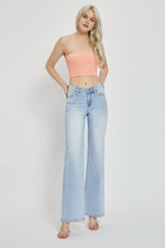 RISEN Full Size Wide Leg V Dipped Front Waist Jeans - Amexza