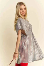 Davi & Dani Sequin Plunge Neck Knot Cut Out Tie Back Party Dress for a perfect OOTD – dress to impress outfits from Amexza