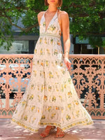 Printed Halter Neck Maxi Cami Dress