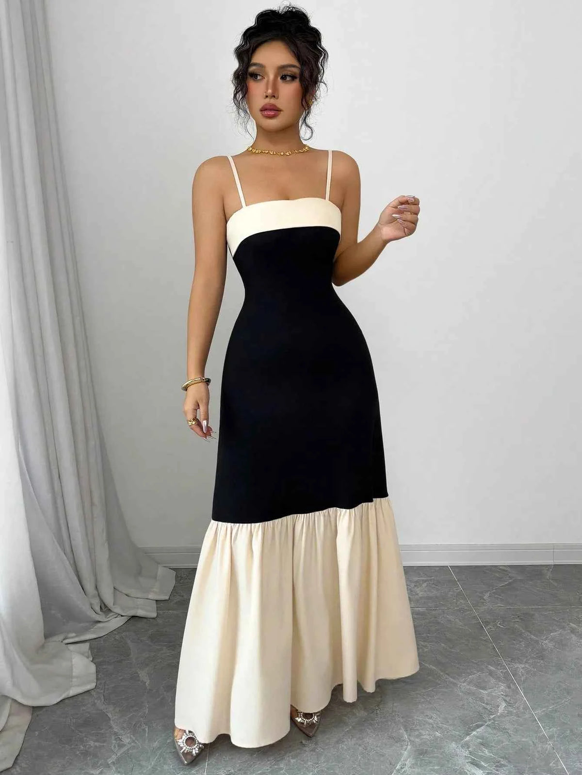 Color Block Maxi Cami Dress