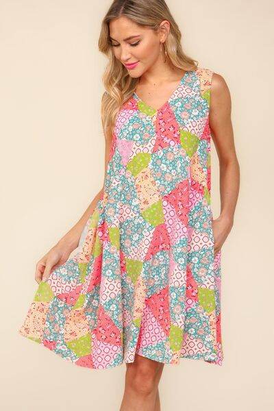 Haptics Full Size Babydoll Floral Patchwork Dress with Side Pockets for a perfect OOTD – dress to impress outfits from Amexza